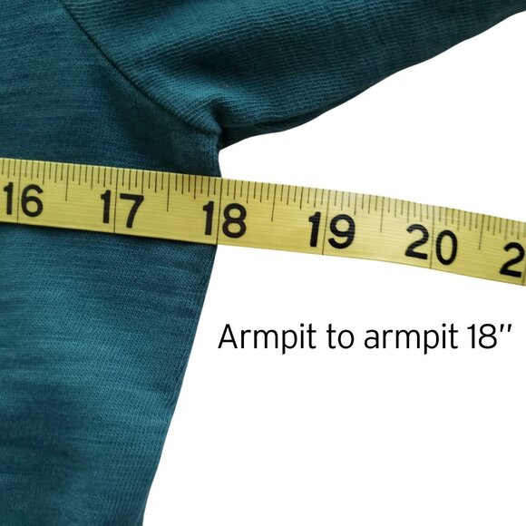 NATION LTD Sabine Balloon Sleeve Top Organic Cotton Pintuck Shoulder Teal Size M - Picture 10 of 16